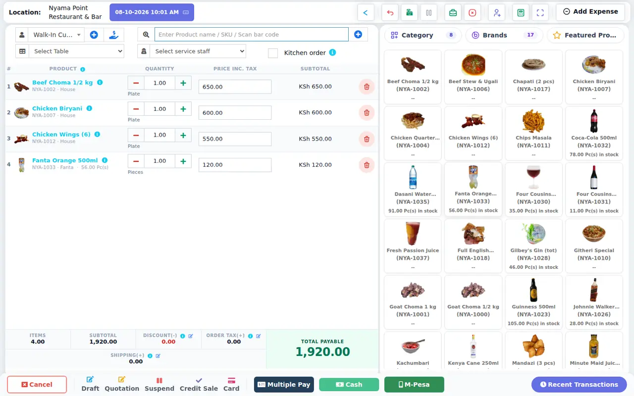 Cloudtrade POS till at a restaurant and bar